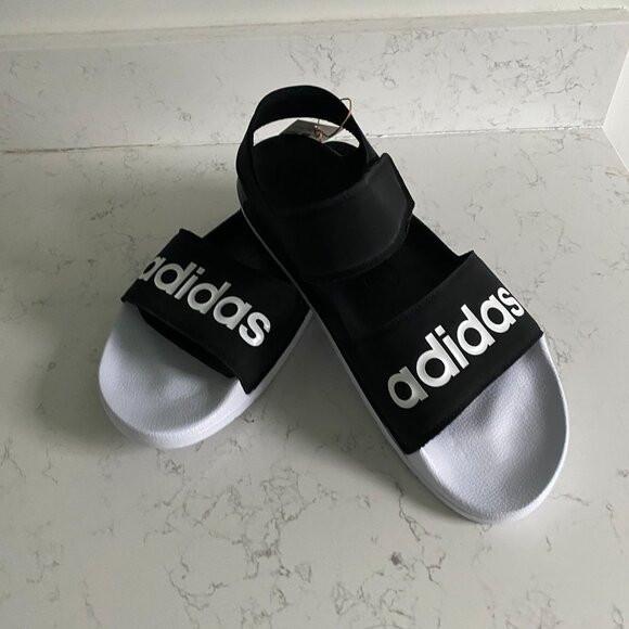 NWT Adidas Men’s Slingback Strap Adilette Black and White Sandals Size 13 main image 9